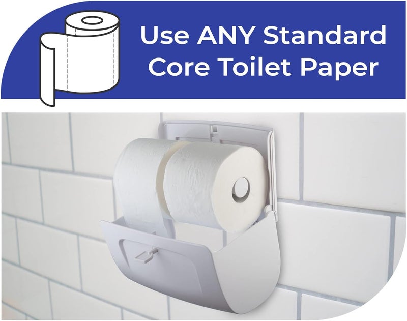 EnBath Commercial Toilet Paper Dispenser Wall Mount, Double (2 Roll) Locking Toilet Paper Holder (White), Compact Two Roll, Side by Side Design Tissue Paper Dispenser (Dispensador de Papel Higienico Doble) - Image 3